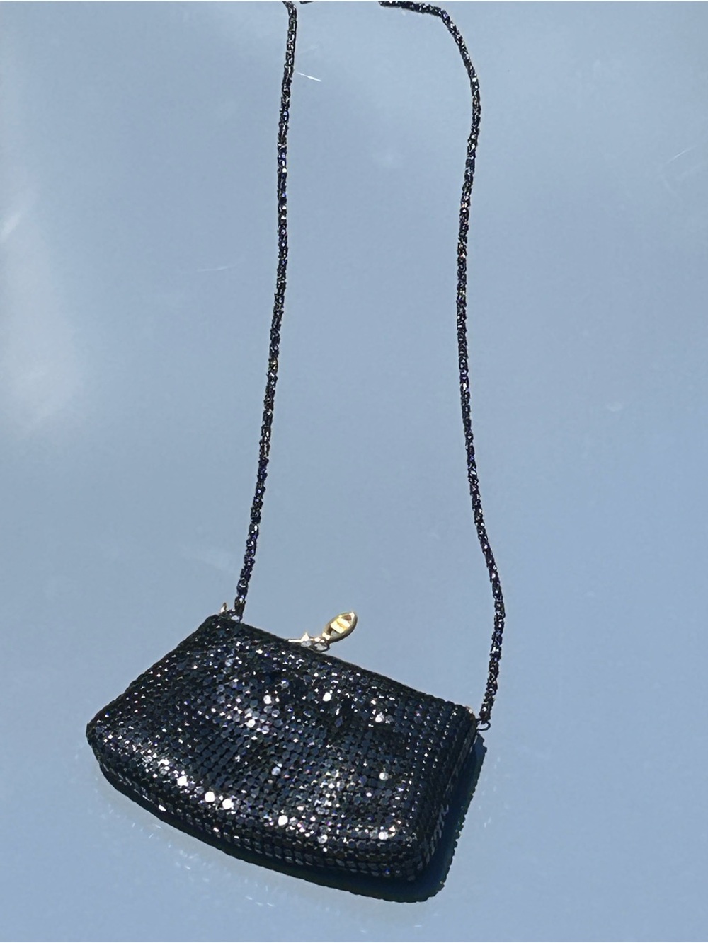 Vintage Black Metal Mesh Evening Handbag Shoulder Purse